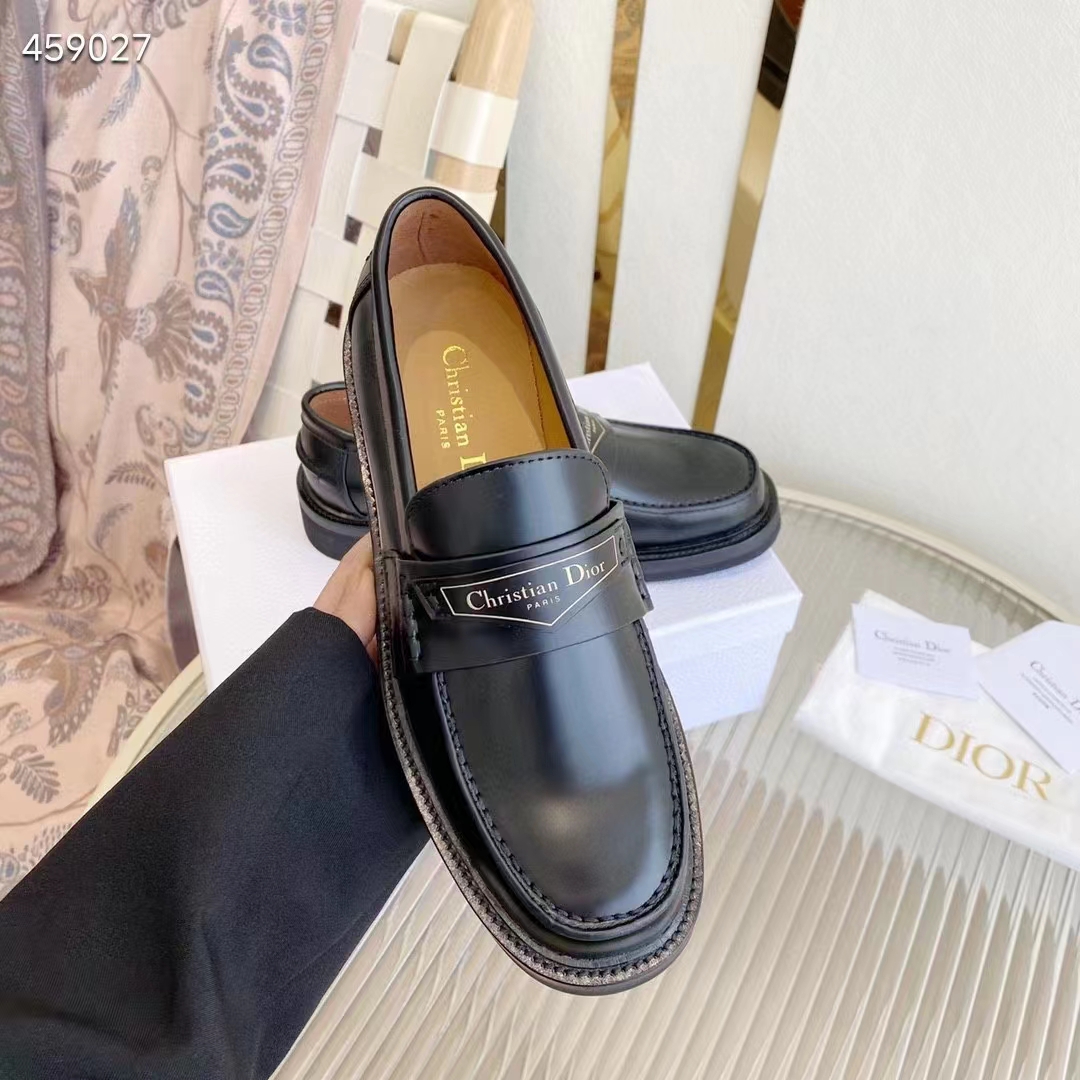 Dior Unisex CD Dior Boy Loafer Black Brushed Calfskin Christian Dior Paris Signature