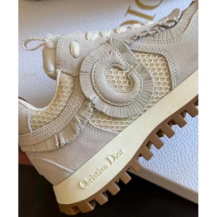 Dior Unisex C’est Dior Sneaker Ecru Suede Calfskin Mesh Reference: KCK403SUH_S03W