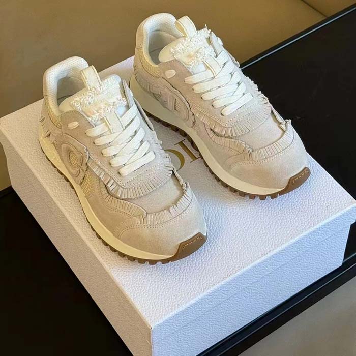 Dior Unisex C’est Dior Sneaker Ecru Suede Calfskin Mesh Reference: KCK403SUH_S03W