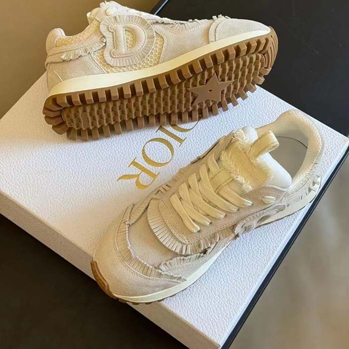 Dior Unisex C’est Dior Sneaker Ecru Suede Calfskin Mesh Reference: KCK403SUH_S03W