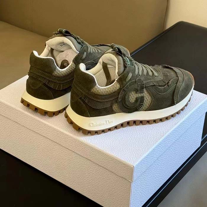 Dior Unisex C’est Dior Sneaker Khaki Suede Calfskin Mesh Reference: KCK403SUH_S23H
