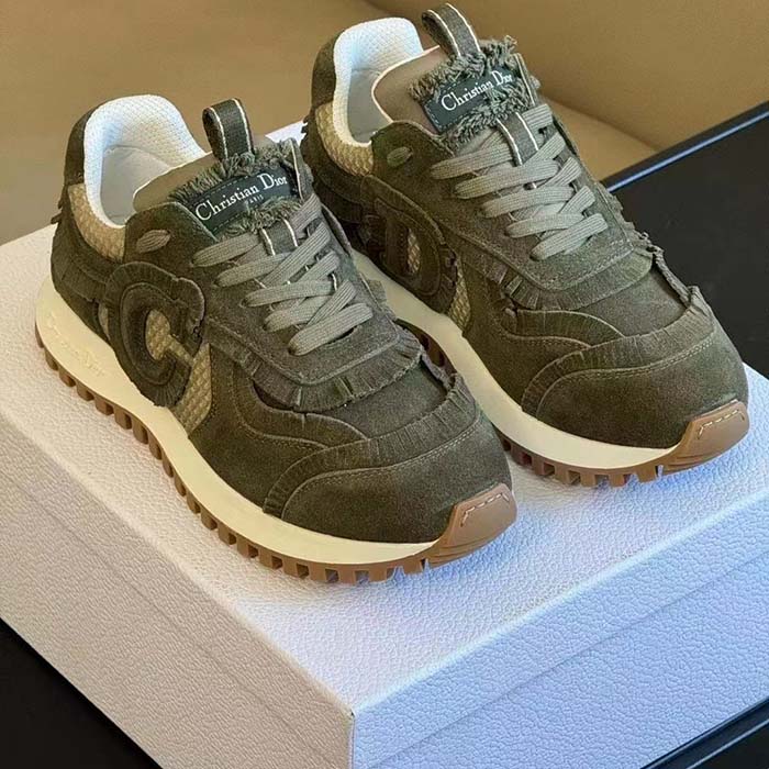 Dior Unisex C’est Dior Sneaker Khaki Suede Calfskin Mesh Reference: KCK403SUH_S23H