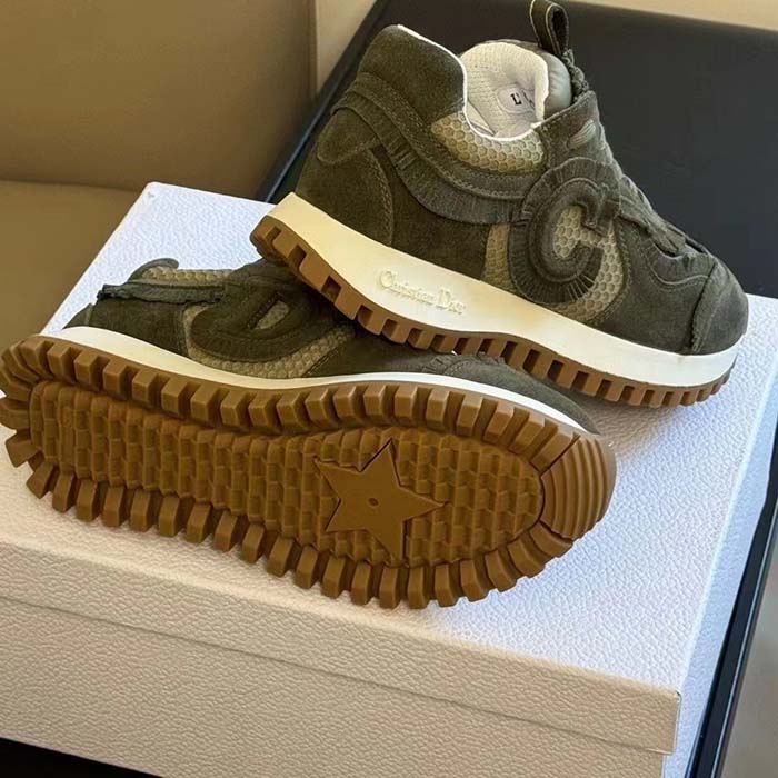 Dior Unisex C’est Dior Sneaker Khaki Suede Calfskin Mesh Reference: KCK403SUH_S23H