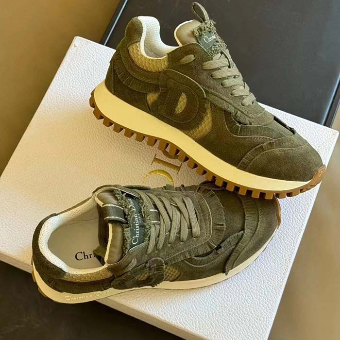 Dior Unisex C’est Dior Sneaker Khaki Suede Calfskin Mesh Reference: KCK403SUH_S23H