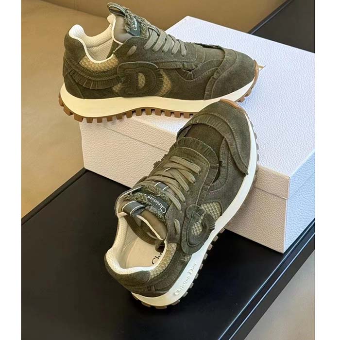 Dior Unisex C’est Dior Sneaker Khaki Suede Calfskin Mesh Reference: KCK403SUH_S23H