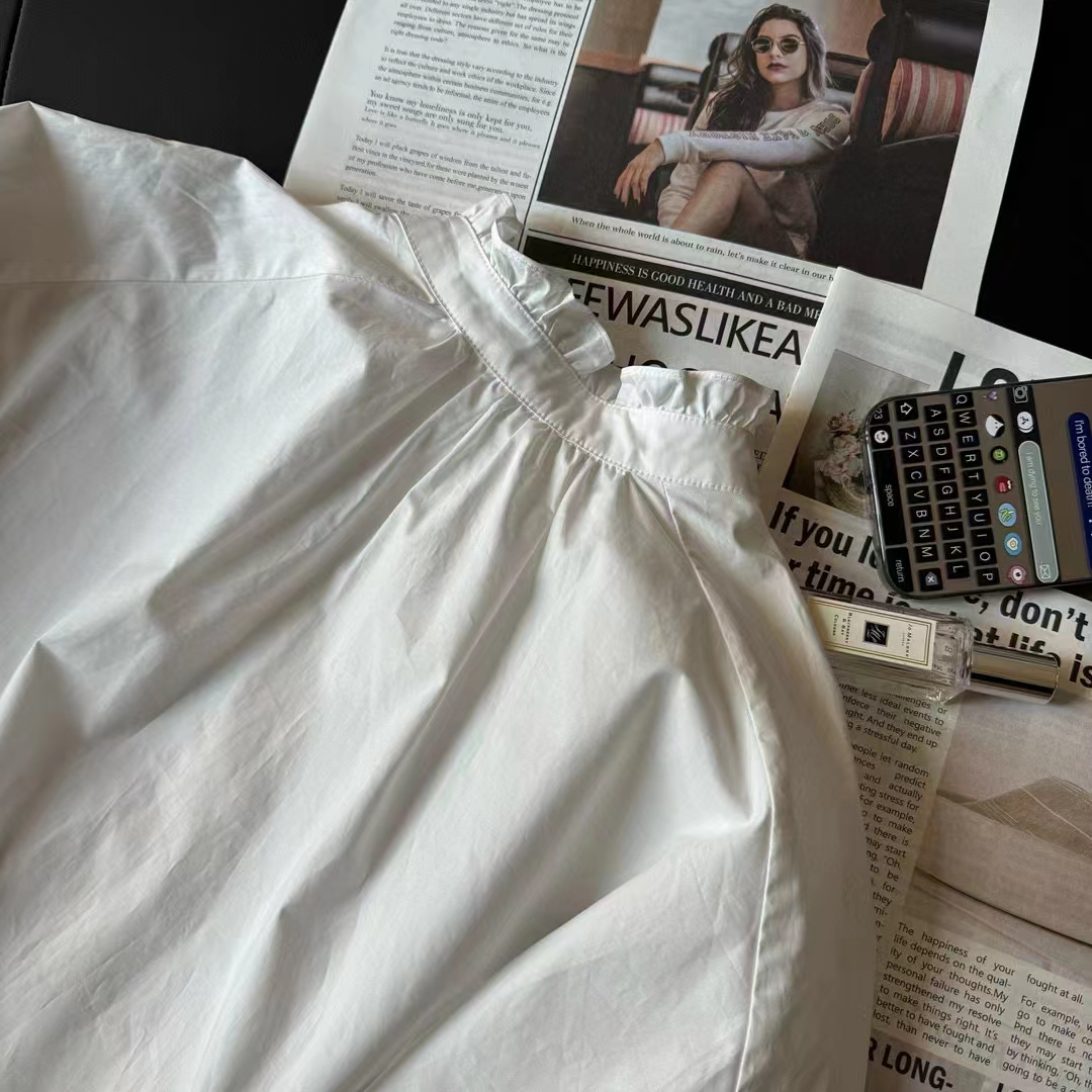 Dior Men CD Blouse White Cotton Poplin Bee Loose Fit Long Sleeves