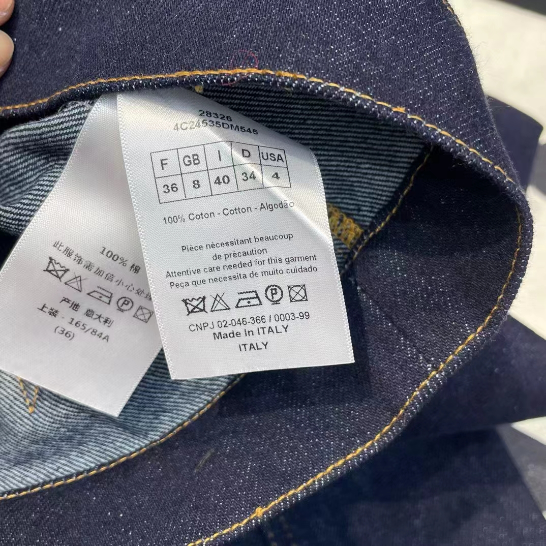 Dior Men CD Cropped Jacket Deep Blue Cotton Denim Bee Unlined