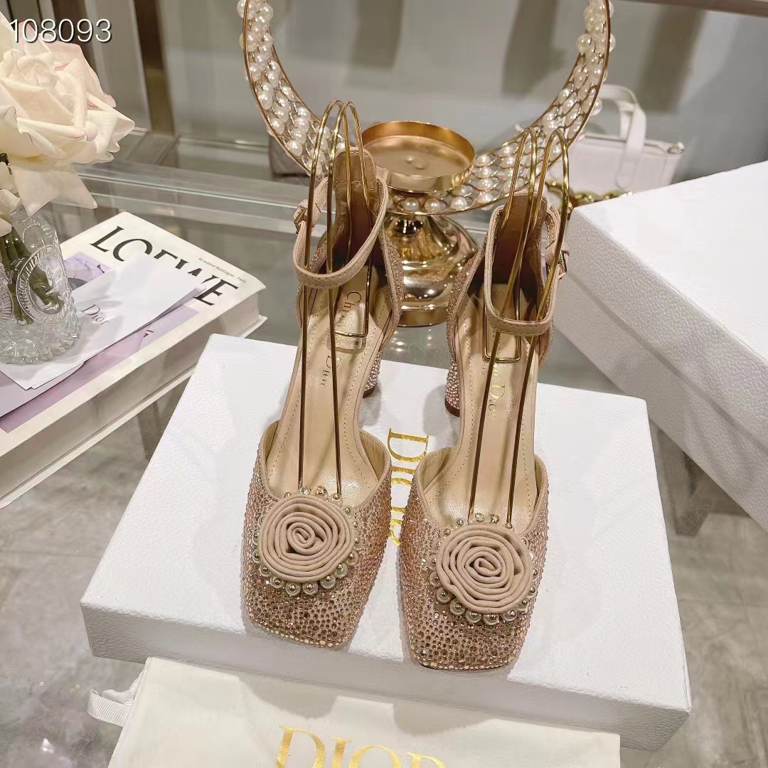 Dior Women CD Dior Rose Pump Nude Suede Calfskin Strass White Resin Pearls Reference: KCB876CST_S55U
