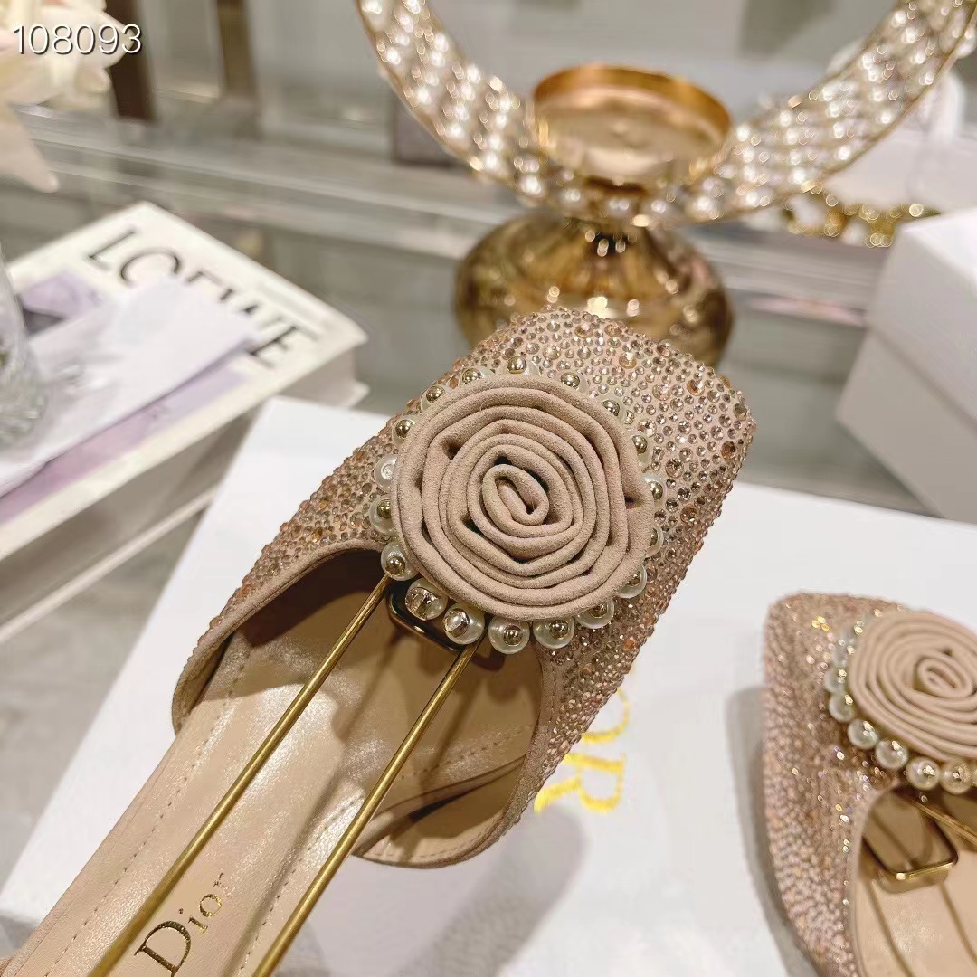 Dior Women CD Dior Rose Pump Nude Suede Calfskin Strass White Resin Pearls Reference: KCB876CST_S55U