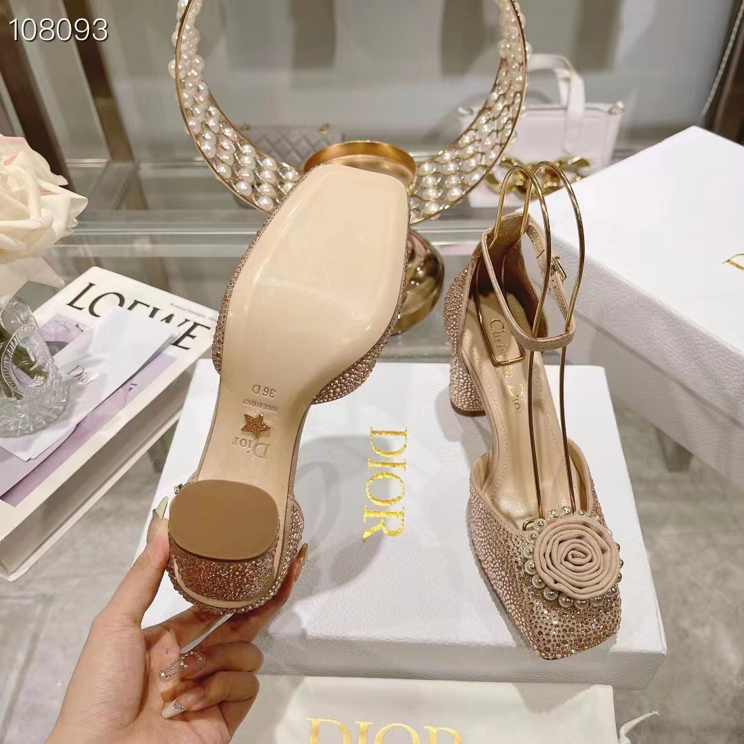 Dior Women CD Dior Rose Pump Nude Suede Calfskin Strass White Resin Pearls Reference: KCB876CST_S55U