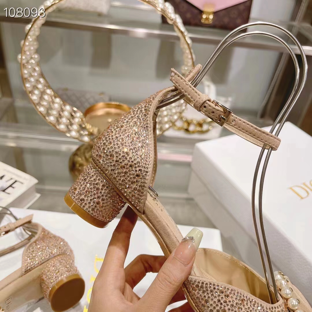 Dior Women CD Dior Rose Pump Nude Suede Calfskin Strass White Resin Pearls Reference: KCB876CST_S55U