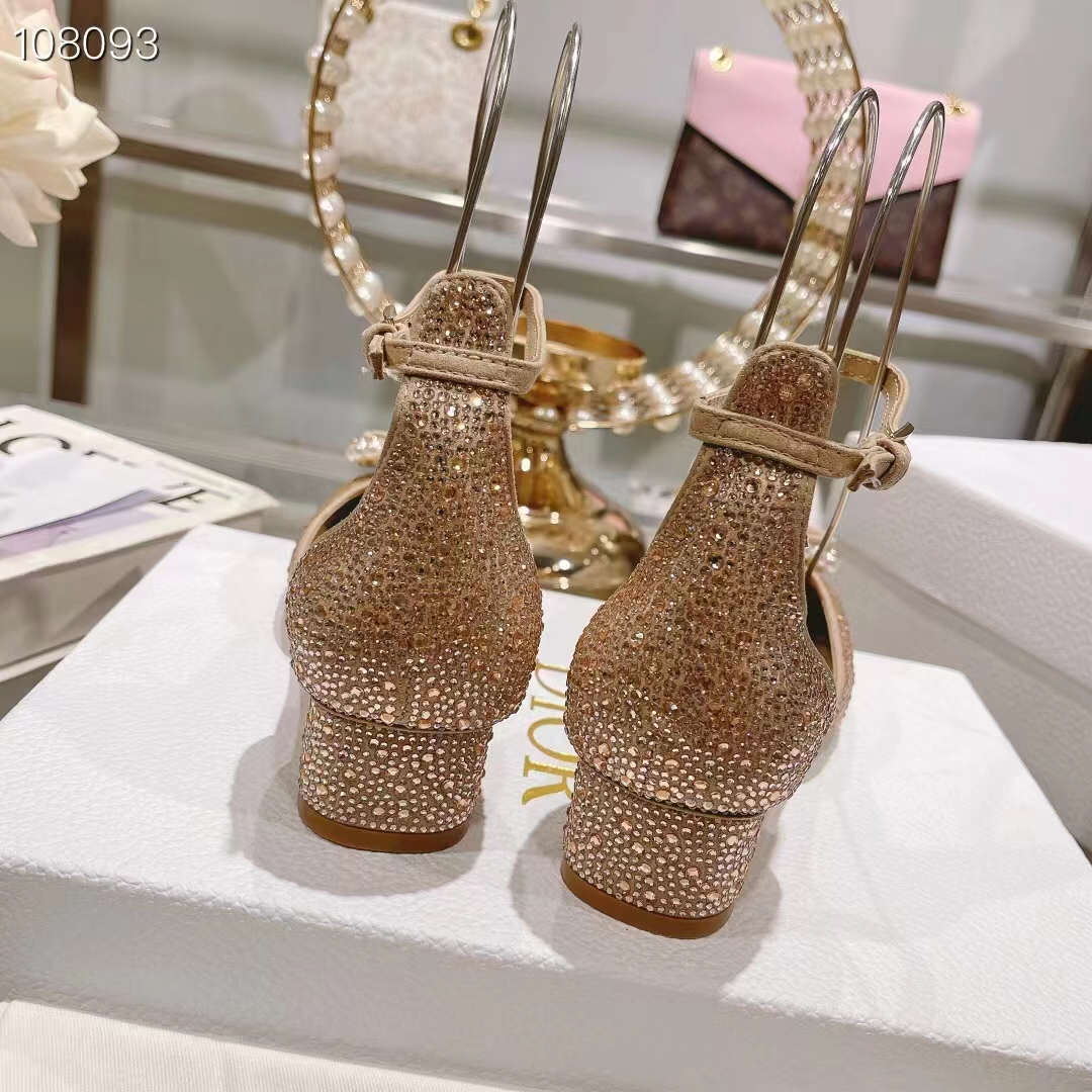 Dior Women CD Dior Rose Pump Nude Suede Calfskin Strass White Resin Pearls Reference: KCB876CST_S55U