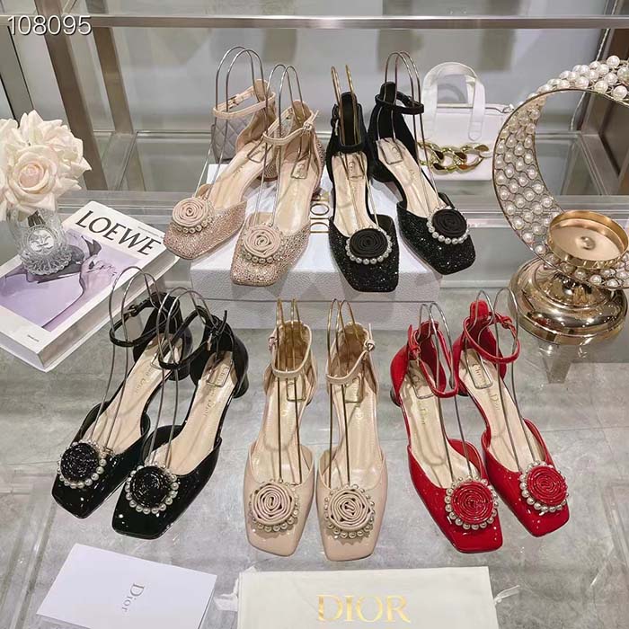 Dior Women CD Dior Rose Pump Nude Suede Calfskin Strass White Resin Pearls Reference: KCB876CST_S55U