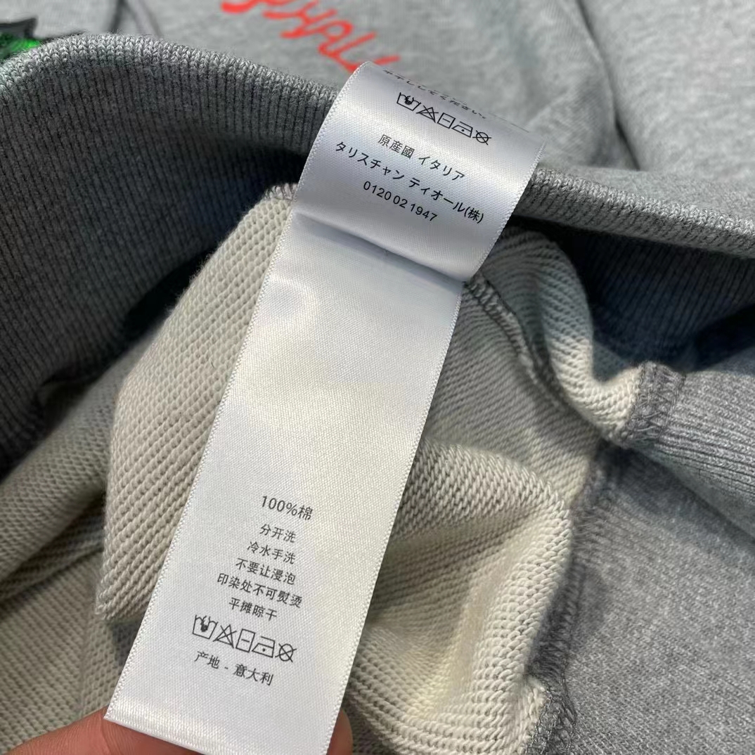 Dior Men CD Embroidered Hooded Sweatshirt Gray Cotton Jersey Green Dragon