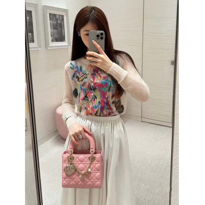 Dior Women CD Embroidered Sweater White Technical Mohair Alpaca Knit