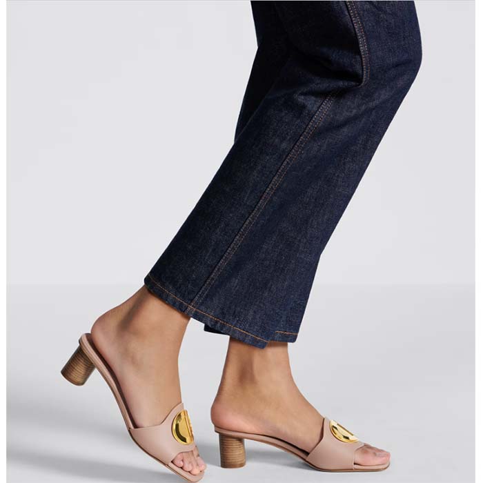 Dior Women CD Forever Dior Heeled Slide Nude Calfskin Reference: KCQ934VEA_S21U