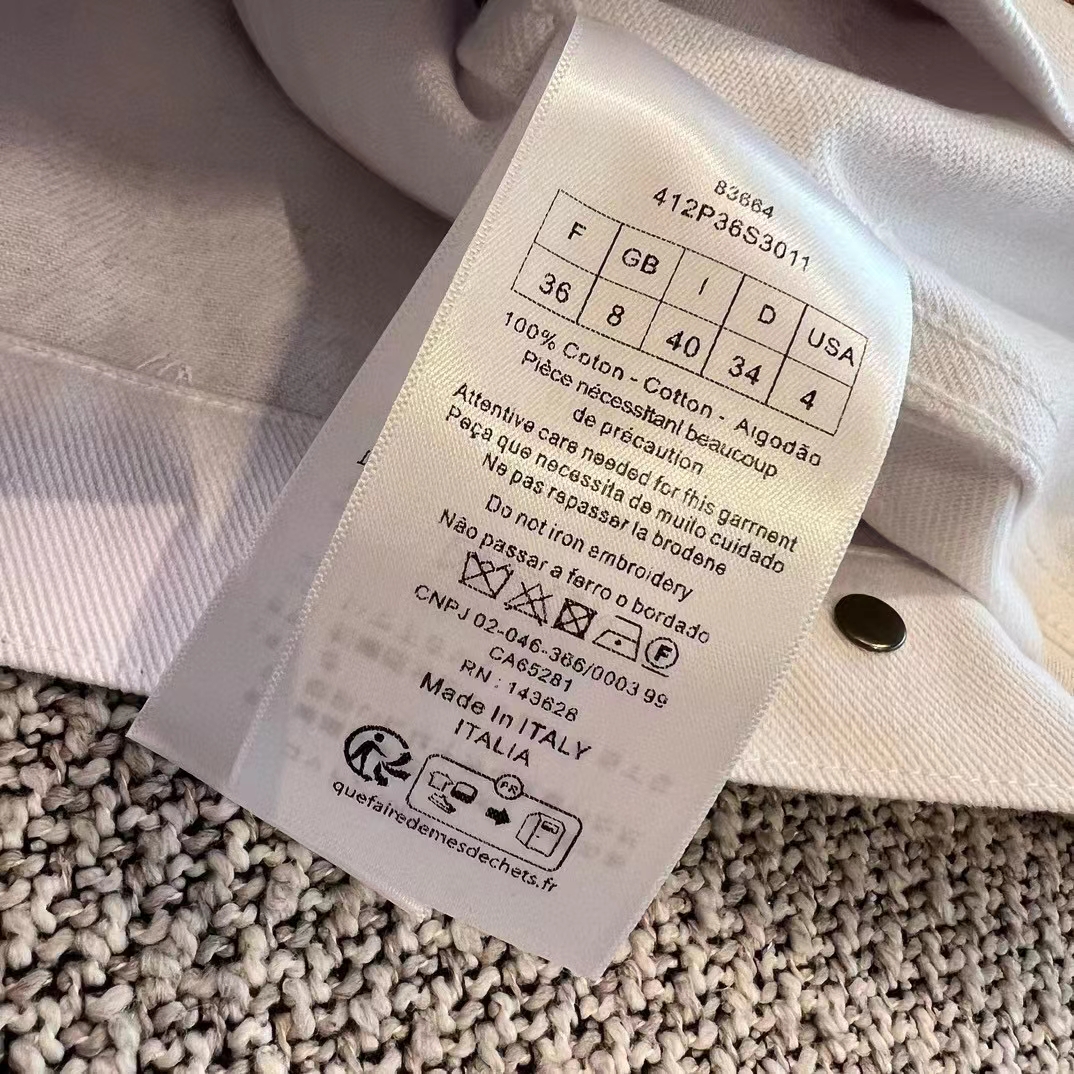 Dior Women CD Jacket White Cotton Denim Red Le Cœur Des Papillons