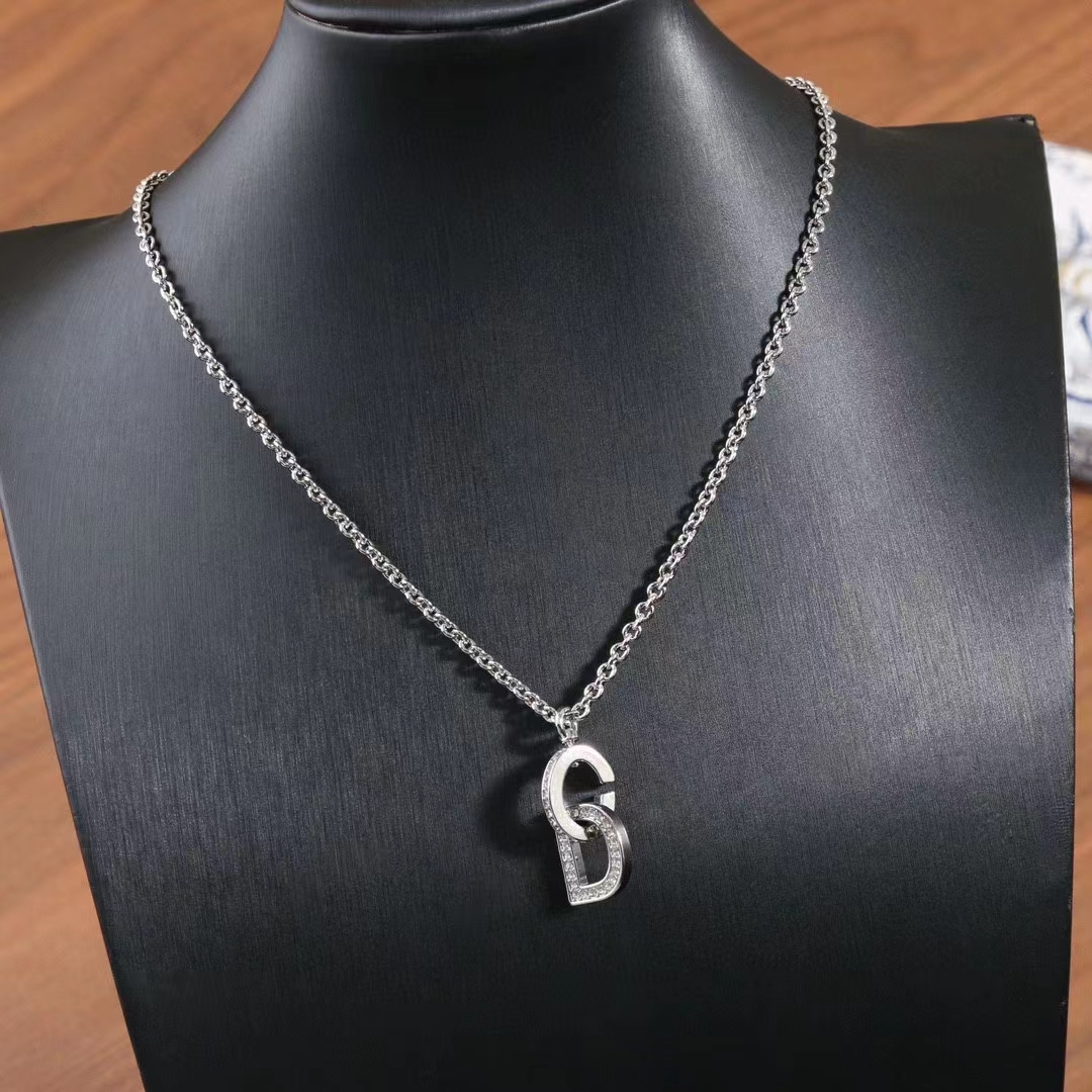 Dior Women CD Lock Necklace Silver-Finish Metal Silver-Tone Crystals