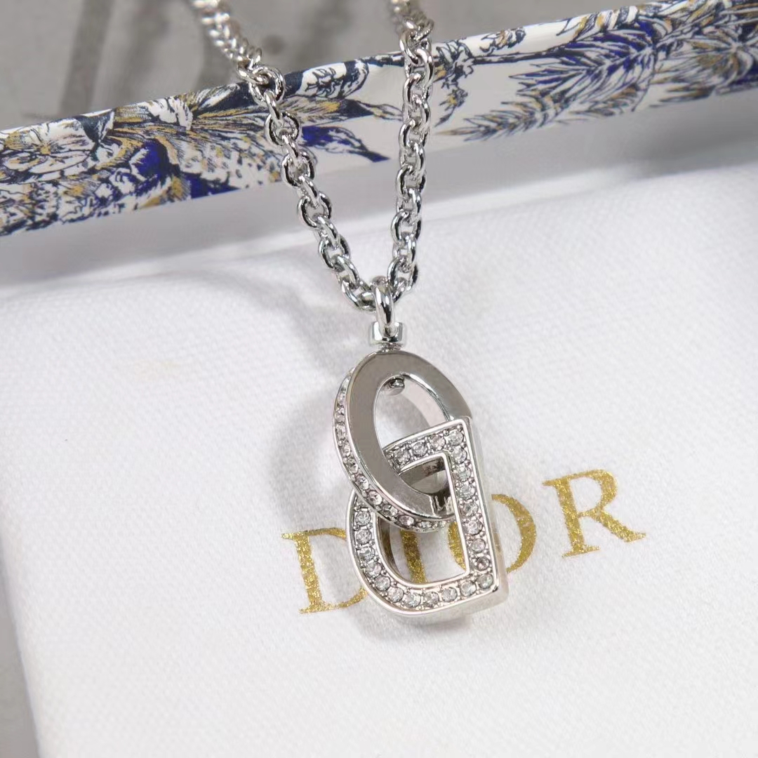 Dior Women CD Lock Necklace Silver-Finish Metal Silver-Tone Crystals