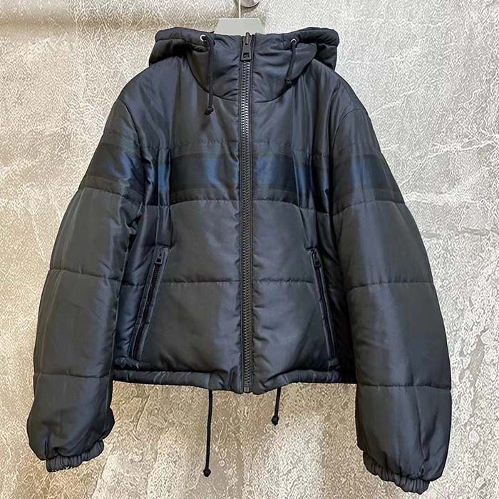 Dior Men CD Reversible Cropped Puffer Jacket Blue Ecru Dior Oblique Quilted Technical Taffeta