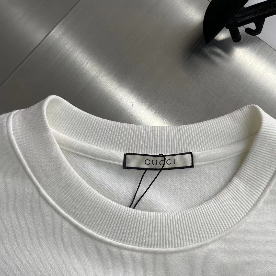 Gucci Men Cotton Gucci Firenze 1921 Hooded Sweatshirt White Jersey Long Sleeves