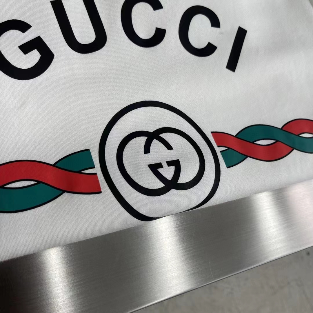 Gucci Men Cotton Gucci Firenze 1921 Hooded Sweatshirt White Jersey Long Sleeves