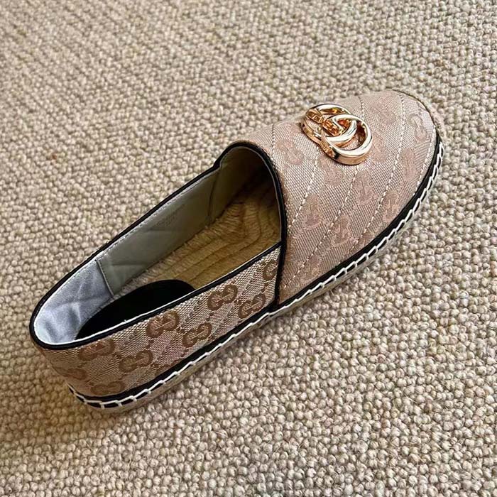 Gucci Unisex GG Matelassé Canvas Espadrille Double G Flat 2 CM Heel