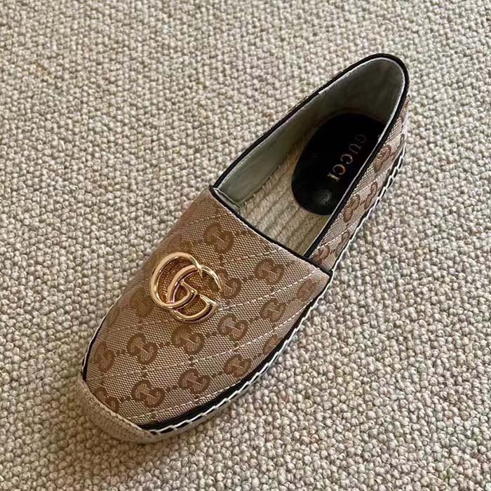 Gucci Unisex GG Matelassé Canvas Espadrille Double G Flat 2 CM Heel