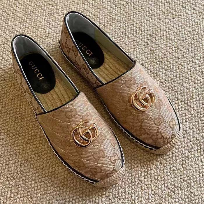 Gucci Unisex GG Matelassé Canvas Espadrille Double G Flat 2 CM Heel