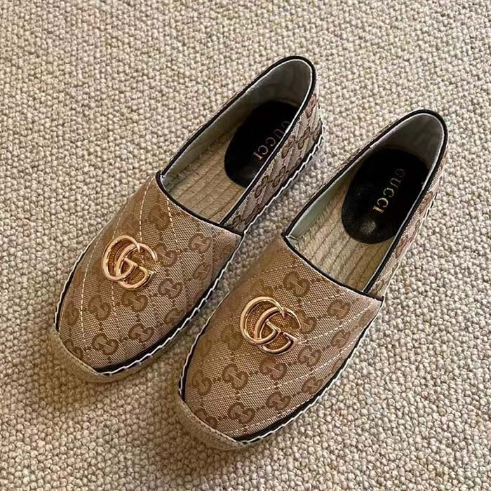 Gucci Unisex GG Matelassé Canvas Espadrille Double G Flat 2 CM Heel