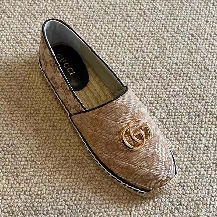 Gucci Unisex GG Matelassé Canvas Espadrille Double G Flat 2 CM Heel