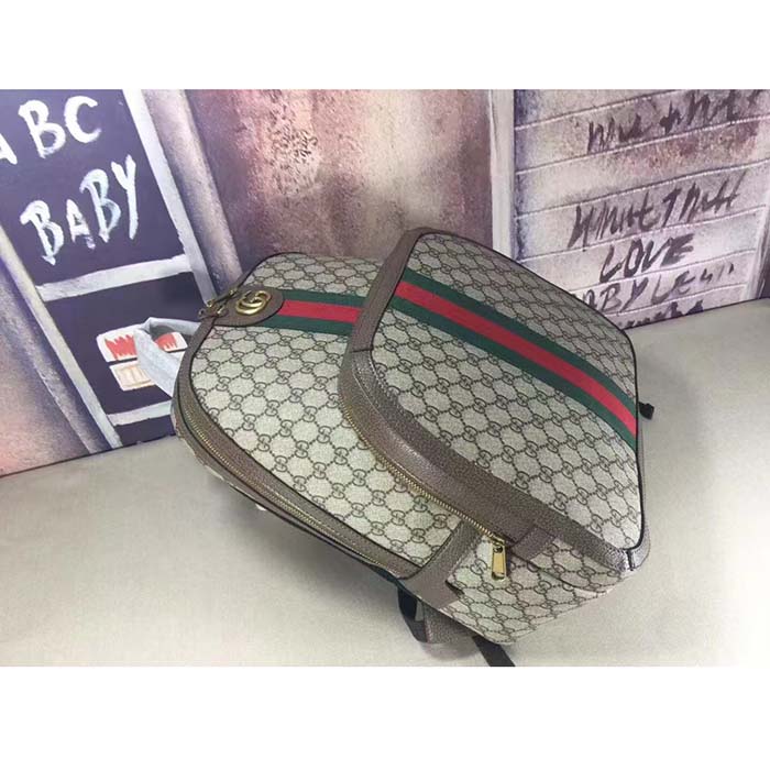 Gucci Unisex Ophidia GG Backpack Beige Ebony GG Supreme Canvas Double G Style ‎779901 FABYY 9744
