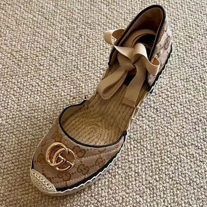 Gucci Women GG Matelassé Platform Espadrille Double G High 12 CM Heel