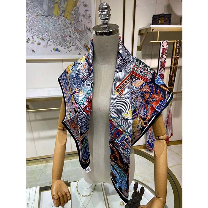 Hermes Women Super Silk Quest Detail Scarf 45 Twill