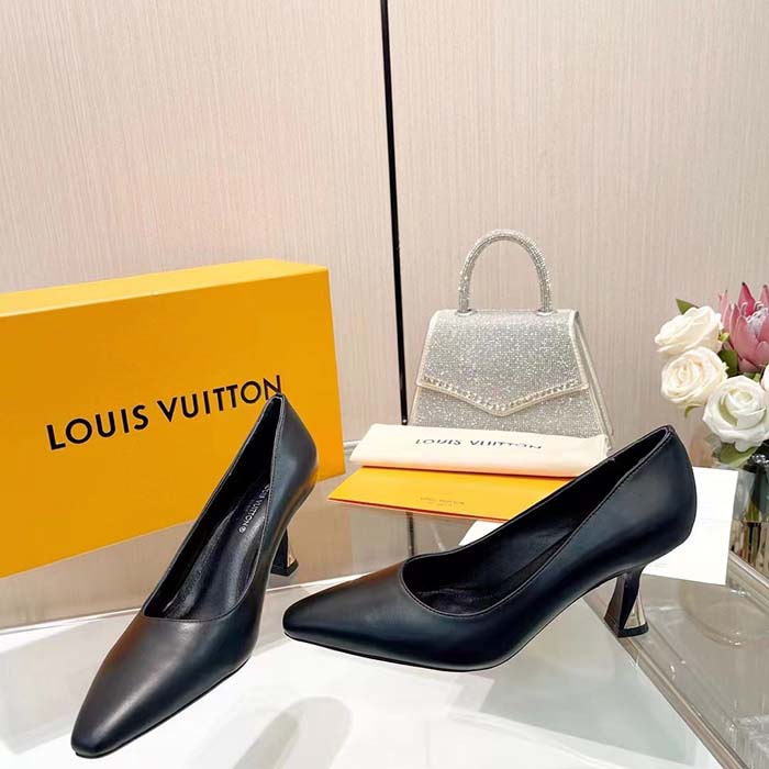 Louis Vuitton LV Women Sparkle Pump Black Calf Leather Elasticized 6.5 Cm Heel