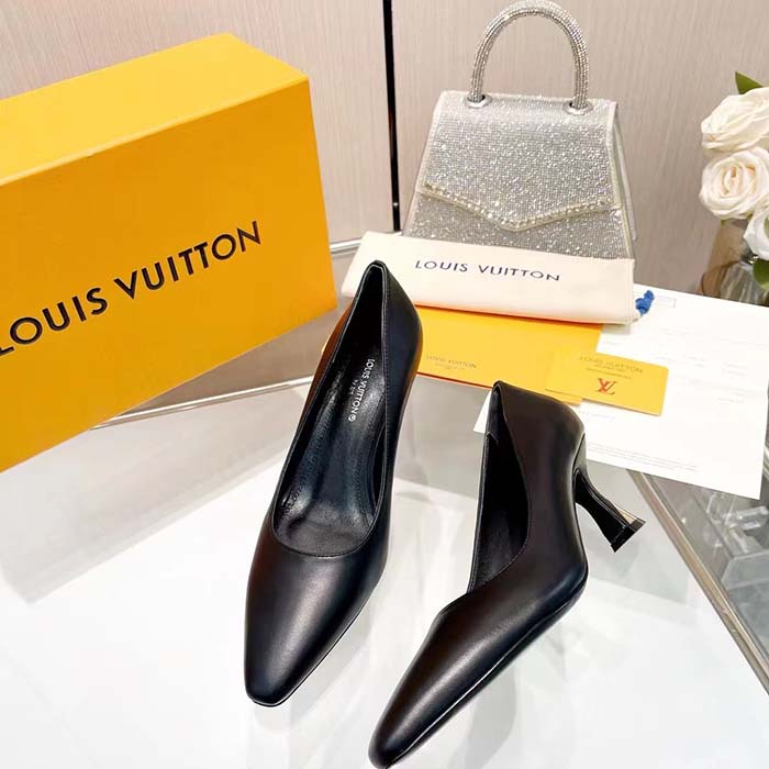 Louis Vuitton LV Women Sparkle Pump Black Calf Leather Elasticized 6.5 Cm Heel