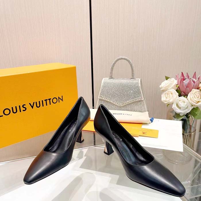 Louis Vuitton LV Women Sparkle Pump Black Calf Leather Elasticized 6.5 Cm Heel