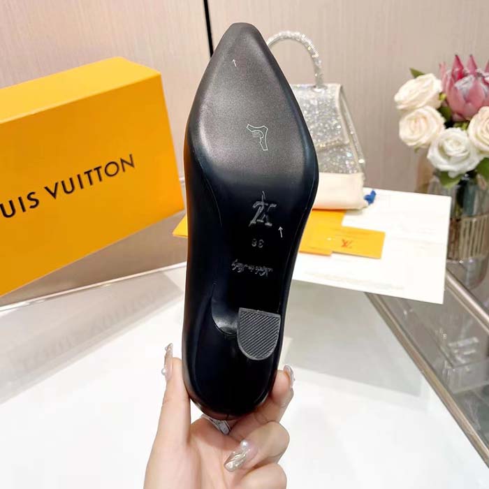 Louis Vuitton LV Women Sparkle Pump Black Calf Leather Elasticized 6.5 Cm Heel