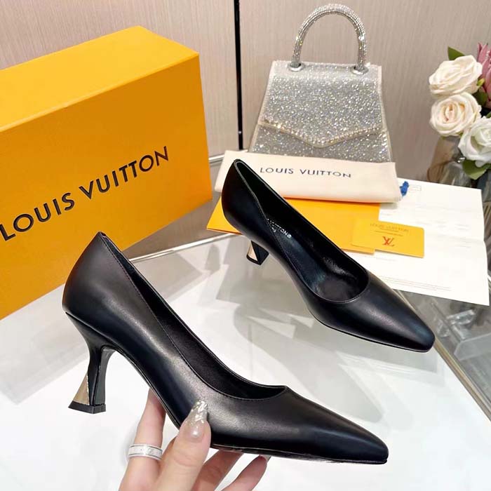Louis Vuitton LV Women Sparkle Pump Black Calf Leather Elasticized 6.5 Cm Heel