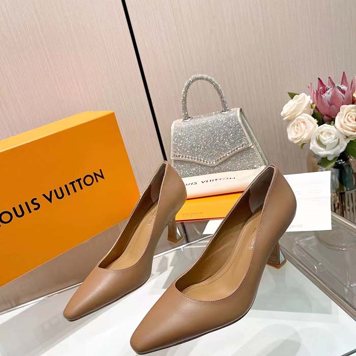 Louis Vuitton LV Women Sparkle Pump Brown Calf Leather Elasticized 6.5 Cm Heel
