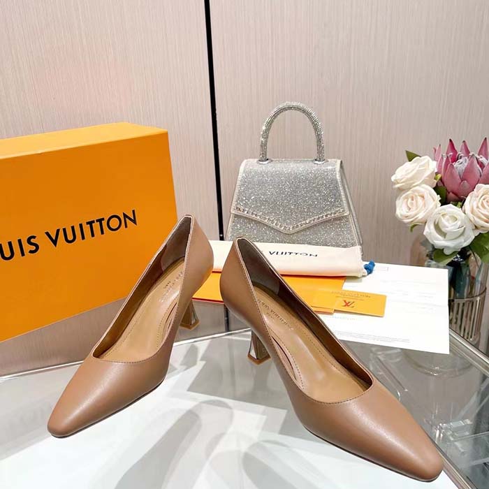 Louis Vuitton LV Women Sparkle Pump Brown Calf Leather Elasticized 6.5 Cm Heel
