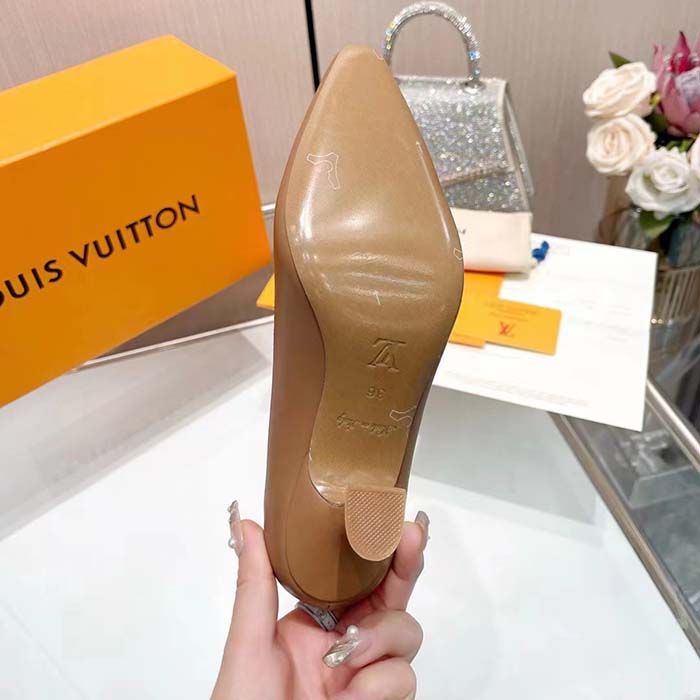 Louis Vuitton LV Women Sparkle Pump Brown Calf Leather Elasticized 6.5 Cm Heel