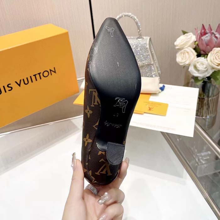 Louis Vuitton LV Women Sparkle Pump Brown Monogram Flower Canvas Elasticized 6.5 Cm Heel