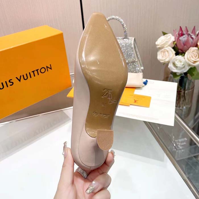 Louis Vuitton LV Women Sparkle Pump Beige Calf Leather Elasticized 6.5 Cm Heel