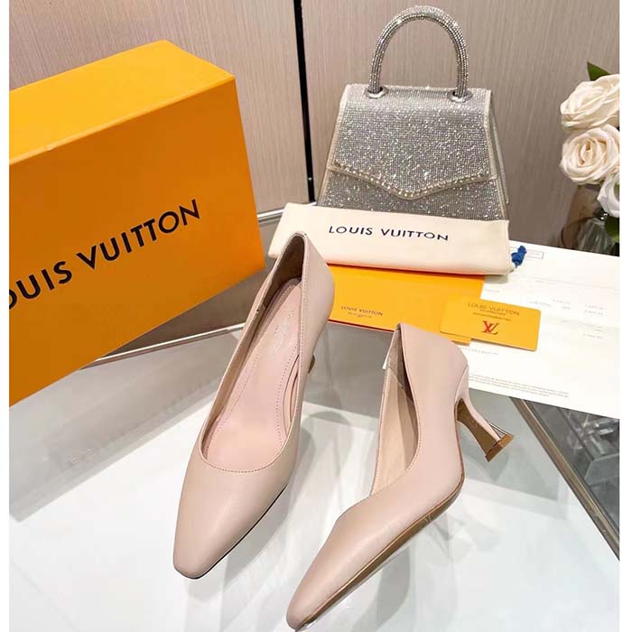 Louis Vuitton LV Women Sparkle Pump Beige Calf Leather Elasticized 6.5 Cm Heel