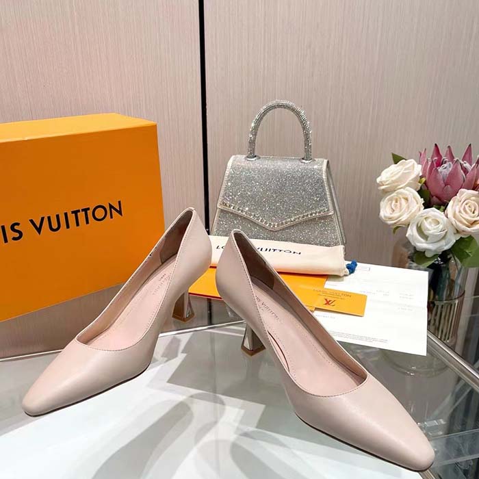 Louis Vuitton LV Women Sparkle Pump Beige Calf Leather Elasticized 6.5 Cm Heel