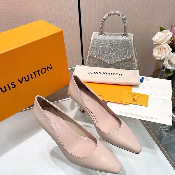 Louis Vuitton LV Women Sparkle Pump Beige Calf Leather Elasticized 6.5 Cm Heel