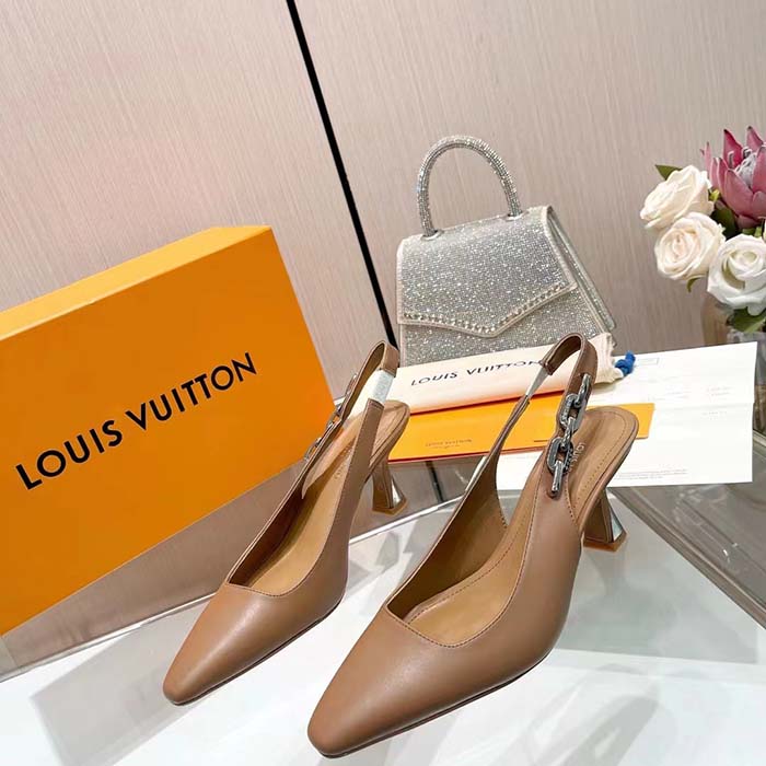 Louis Vuitton LV Women Sparkle Slingback Pump Sandy Calf Leather Elasticized 6.5 Cm Heel