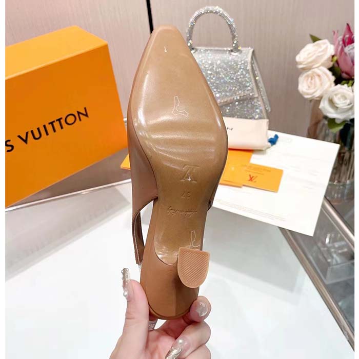 Louis Vuitton LV Women Sparkle Slingback Pump Sandy Calf Leather Elasticized 6.5 Cm Heel