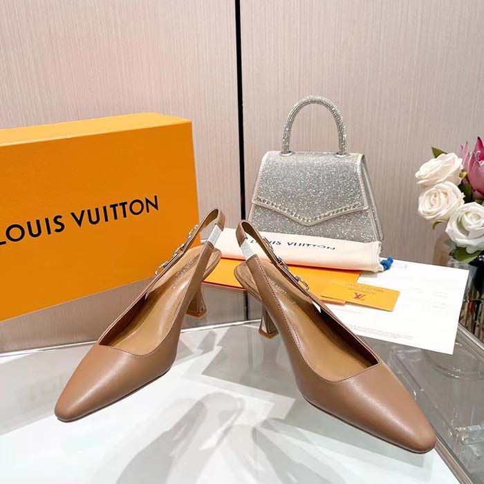Louis Vuitton LV Women Sparkle Slingback Pump Sandy Calf Leather Elasticized 6.5 Cm Heel